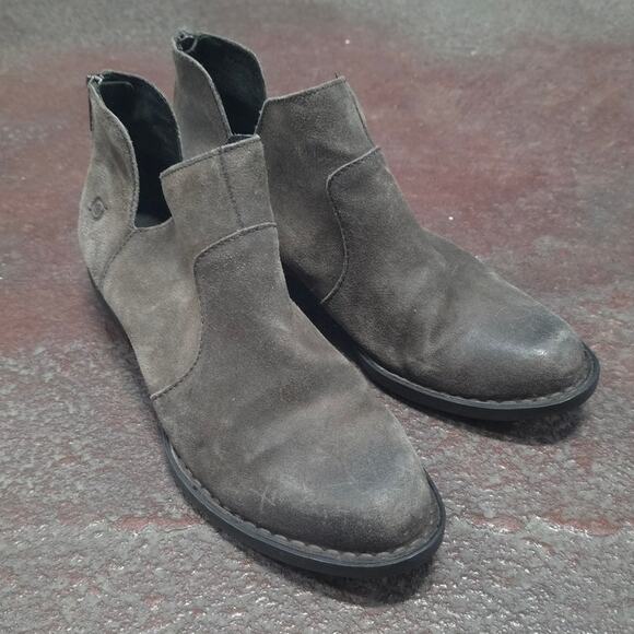 Born Shoes - Born Women Kerri Avola Ankle Boots US 8 M brown leather suede low heel zipper